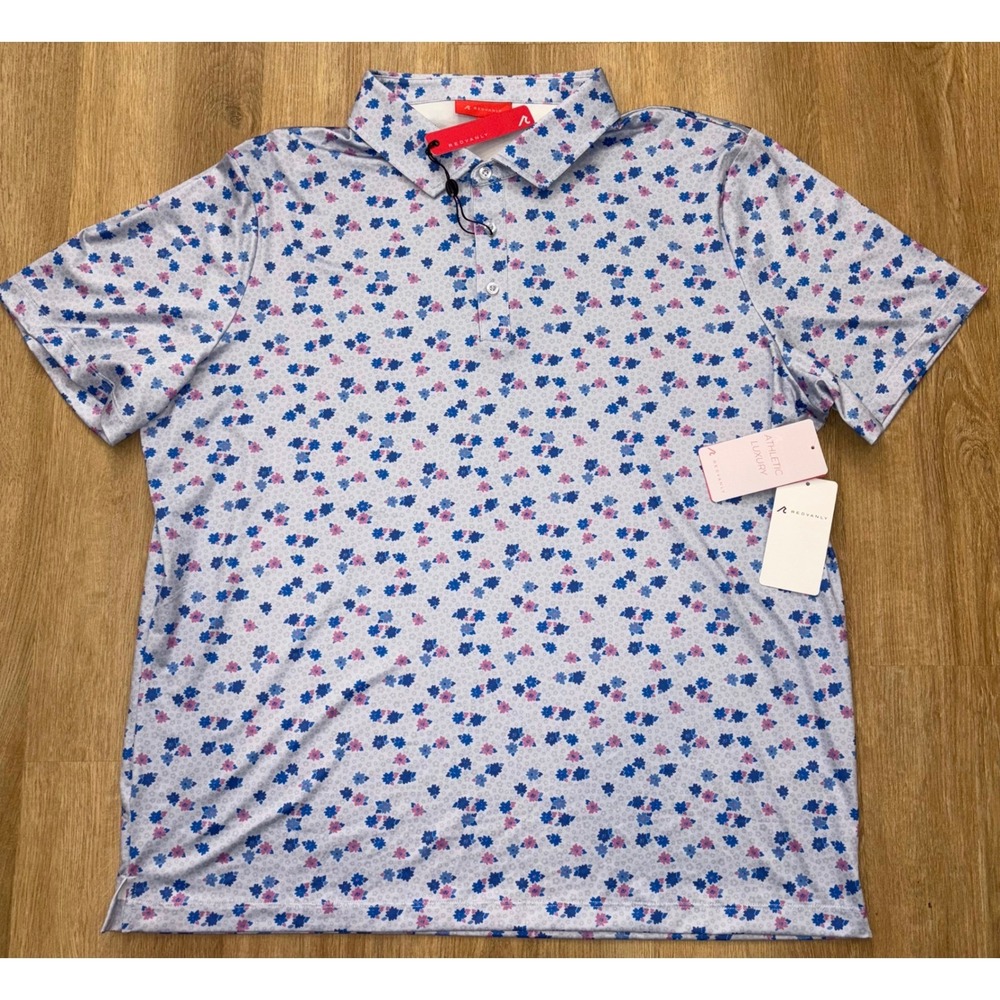 NWT Mens REDVANLY Leone Polo - XL - Blue Lavender Floral Print